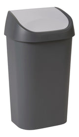 type A Plastic Rectangular Swing Lid Garbage Can, Black/Grey, 50-L F0C8 - product image 1