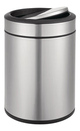 type A Steel and Plastic Circular Swing Lid Garbage Bin, Silver, 8-L Y7T5 - product image 1