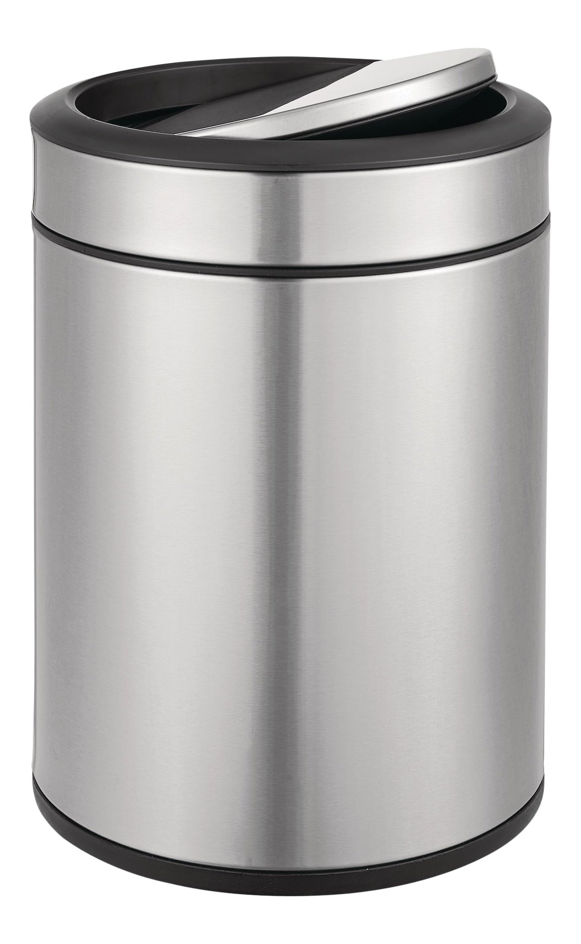 type A Steel and Plastic Circular Swing Lid Garbage Bin, Silver, 8-L Y7T5 - product image 1