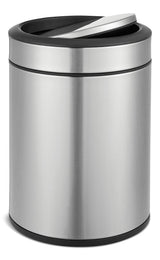 type A Steel and Plastic Circular Swing Lid Garbage Bin, Silver, 8-L Y7T5 - product image 2