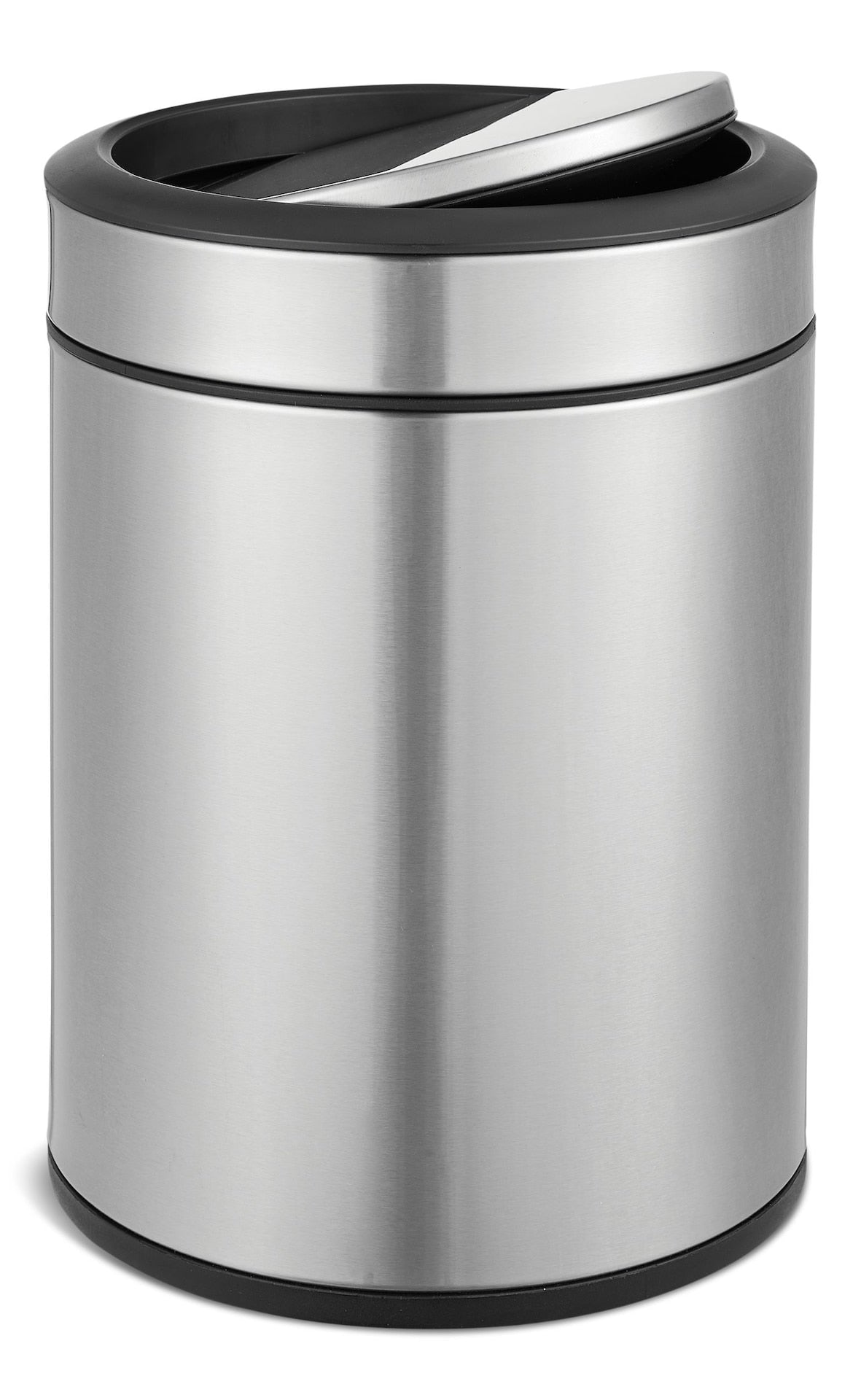 type A Steel and Plastic Circular Swing Lid Garbage Bin, Silver, 8-L Y7T5 - product image 2