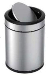 type A Steel and Plastic Circular Swing Lid Garbage Bin, Silver, 8-L Y7T5 - product image 4