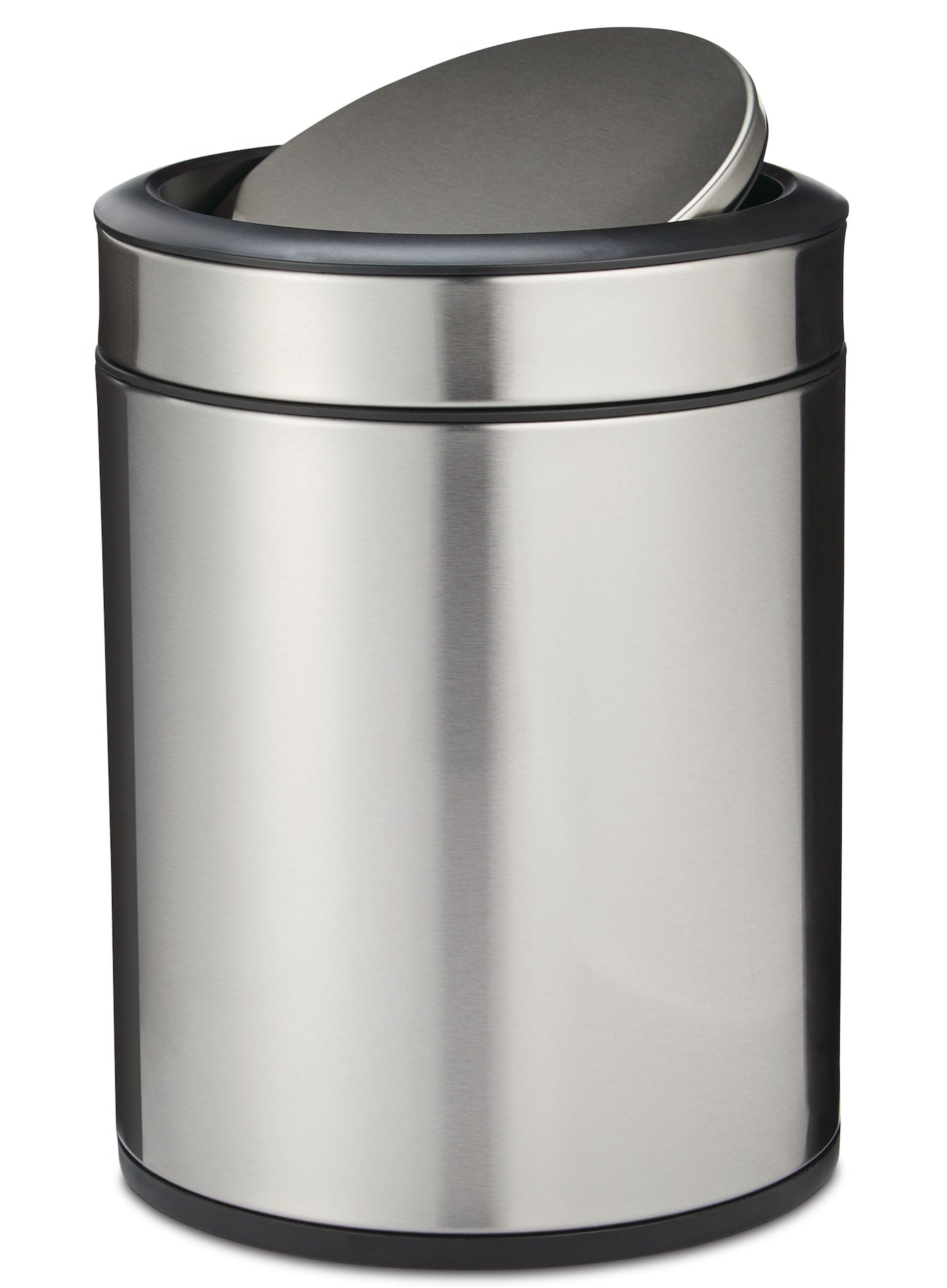 type A Steel and Plastic Circular Swing Lid Garbage Bin, Silver, 8-L Y7T5 - product image 5