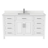 Bathe Terrence Undermount Single Sink Stone Top Bathroom Vanity with Drawer & Cabinet Organizer, White, 60-in E8D3 - product image 1
