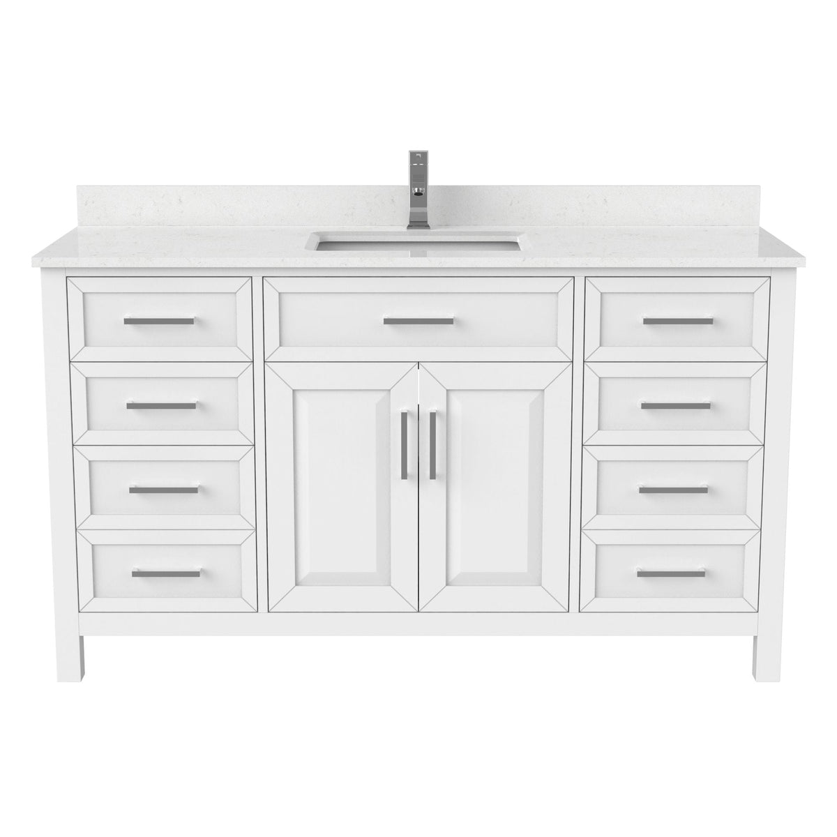 Bathe Terrence Undermount Single Sink Stone Top Bathroom Vanity with Drawer & Cabinet Organizer, White, 60-in Z2D3 - product image 1