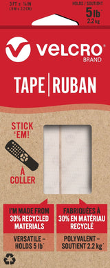 Durable Reusable Eco Tape, White, 5-lbs, 3-ft x 0.7-in D9U5 - product image 1