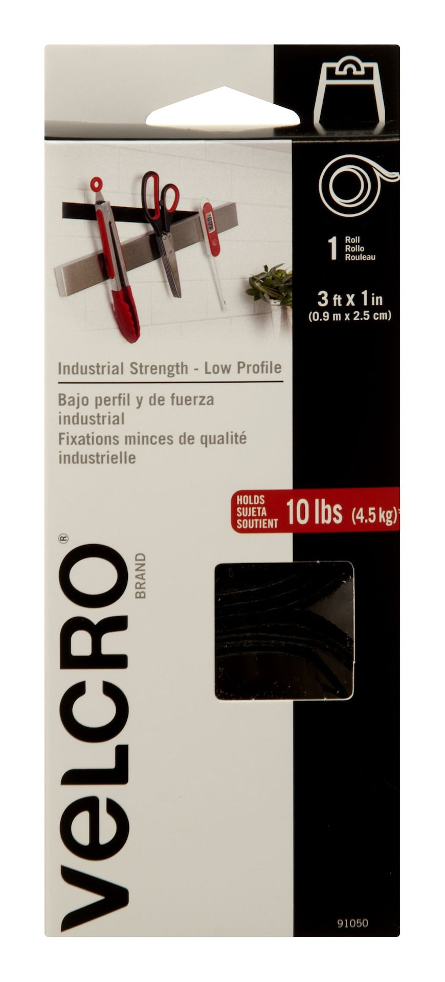 Industrial Strength Low Profile Heavy Duty Tape, Black, 10-lbs, 3-ft x 1-in, 1-pk S3C7 - product image 1