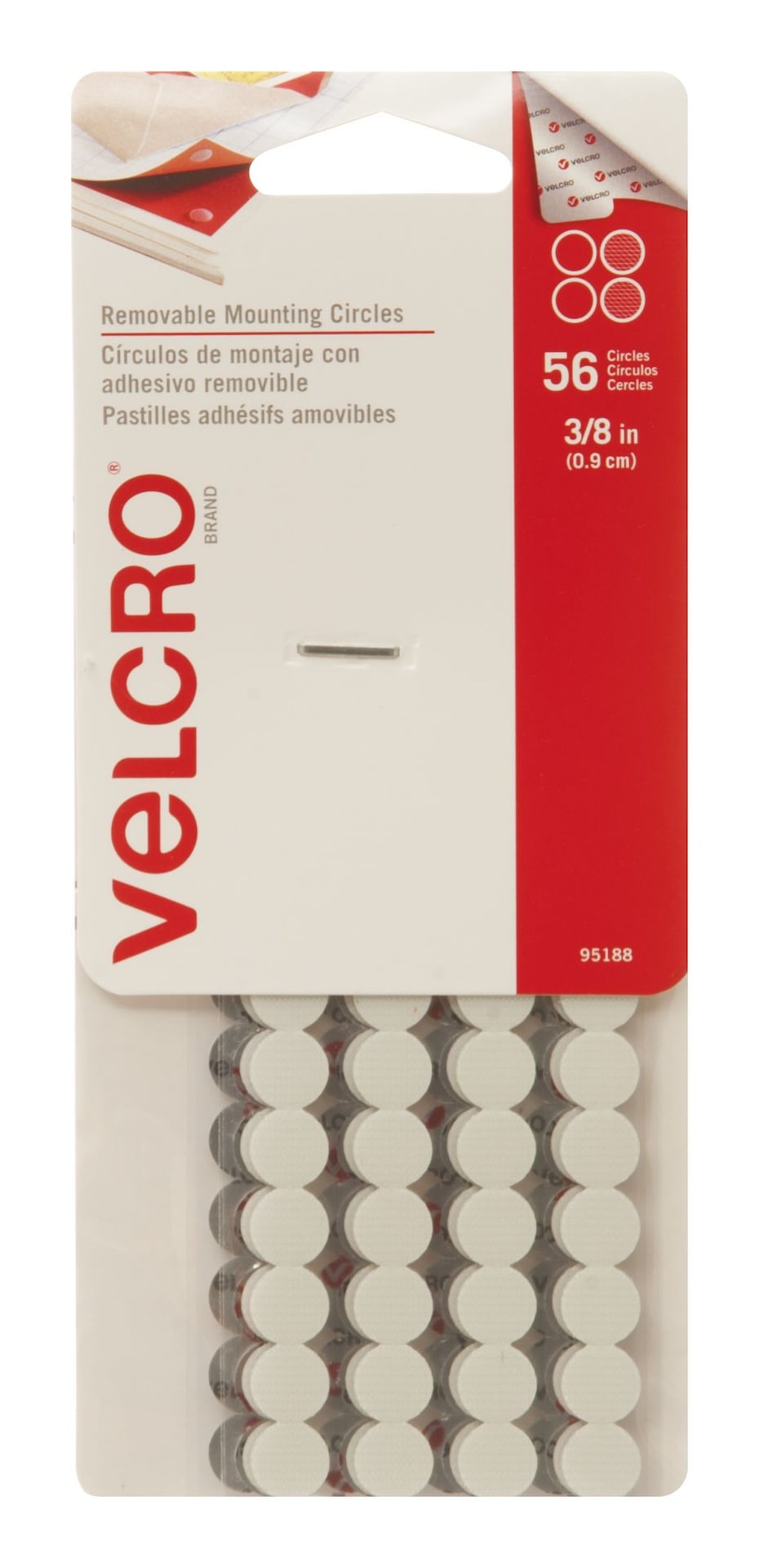 Removeable Adhesive Peel and Stick Mounting Circles, White, 3/8-in, 56-pk I9M4 - product image 1