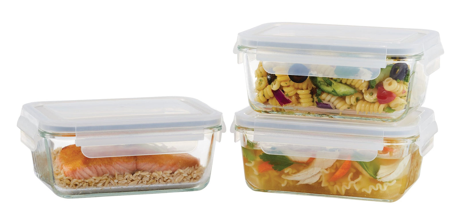 Glass Clip Lid Food Storage Container Set Leakproof, 980-mL, 3 Count H7T9 - product image 1