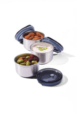 Leakproof Stainless Steel Mini Food Storage Pots and Lids, 3 Count B5T0 - product image 1