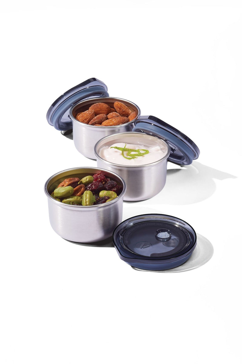 Leakproof Stainless Steel Mini Food Storage Pots and Lids, 3 Count B5T0