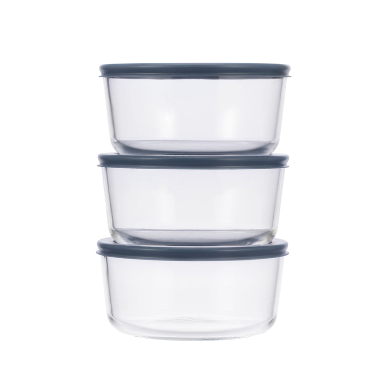 Round Glass Food Storage Container Set with Lids, 6-pc U8B5