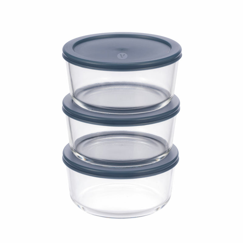 Round Glass Food Storage Container Set with Lids, 6-pc H2B0