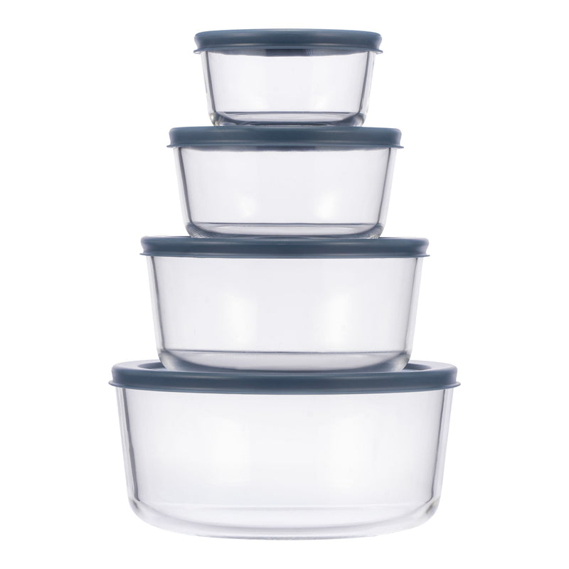 Round Glass Food Storage Container Set with Lids, 8-pc W1Z8