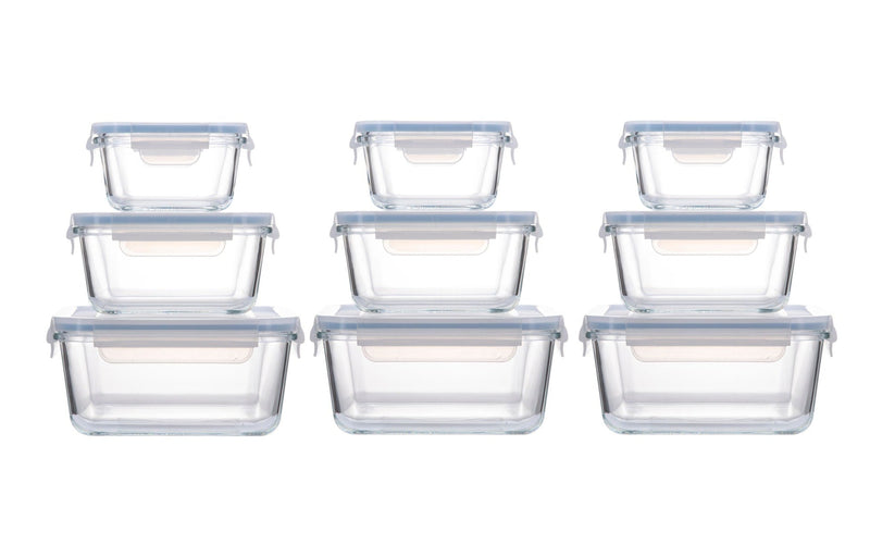Square Glass Food Storage Container Set, 18-pc I9J4