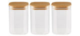 Square Glass Pantry Storage Container Set with Airtight Bamboo Lid, 3 Count E3G9 - product image 1