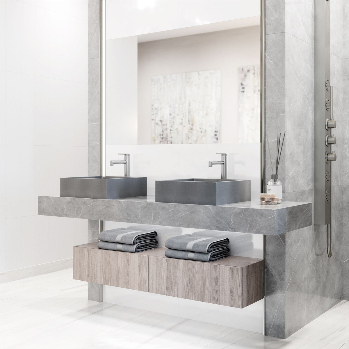 Alhambra Gothic Concreto Stone 15x15-in Deep Grey Bathroom Sink/Basin with Square Vessel U2I8 - product image 5