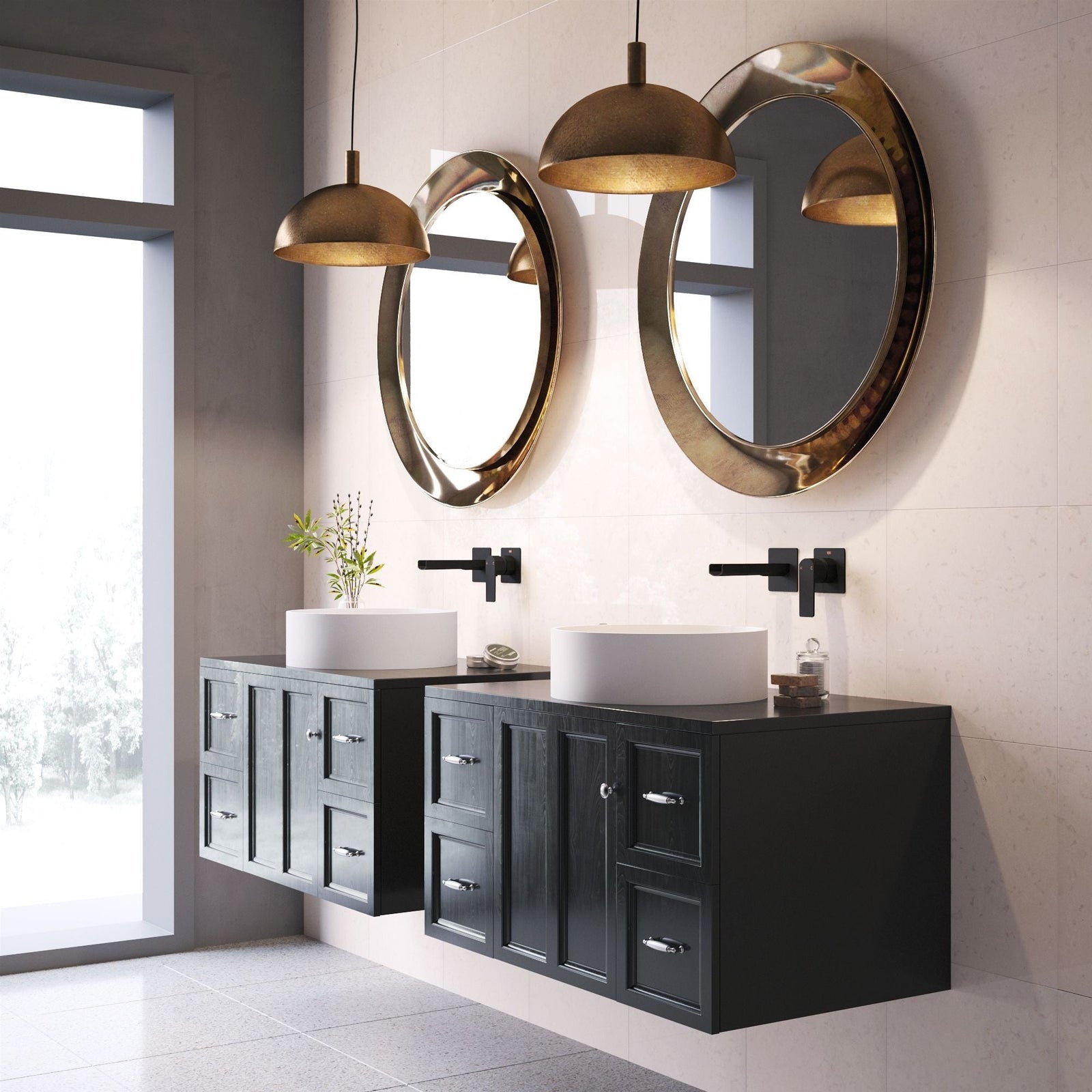 Anvil Matte Stone Round Composite Vessel Bathroom Sink/Basin with Deep Bowl, White Y9K6 - product image 4