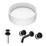 Anvil MatteStone Round White Composite Bathroom Sink/Basin Set with Cass Wall Mount Faucet and Pop-Up Drain N7C4 - product image 2