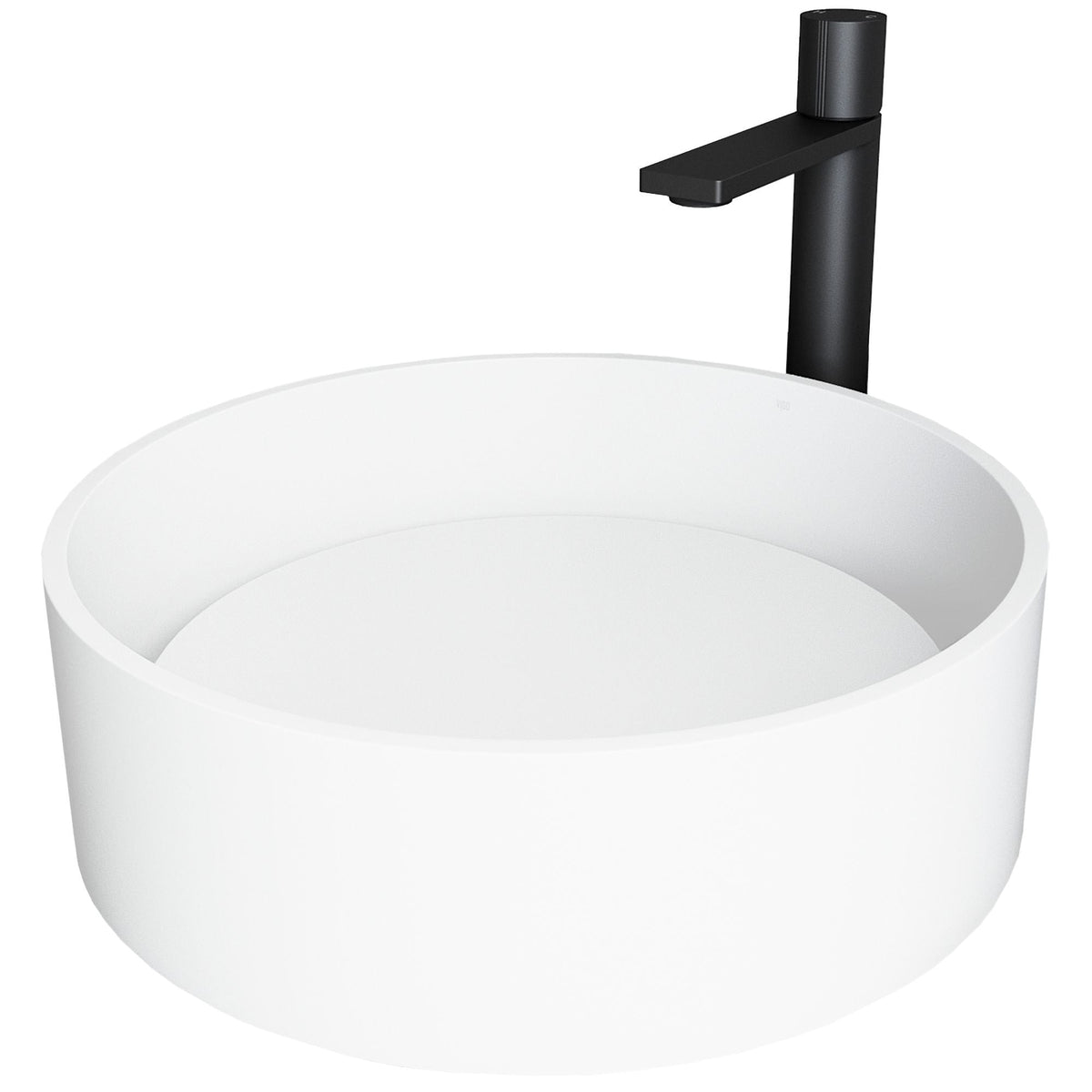 Anvil MatteStone Round White Composite Bathroom Sink/Basin Set with Gotham Faucet and Pop-Up Drain P2D3 - product image 1