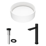 Anvil MatteStone Round White Composite Bathroom Sink/Basin Set with Gotham Faucet and Pop-Up Drain P2D3 - product image 2