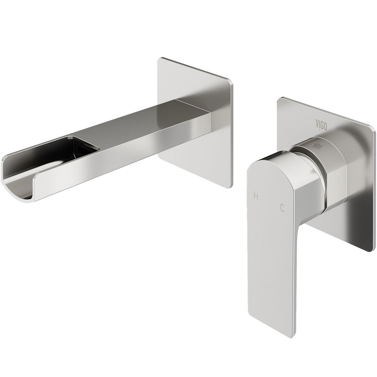 Atticus Brushed Nickel Wall Mount Bathroom Faucet J5Z7 - product image 1