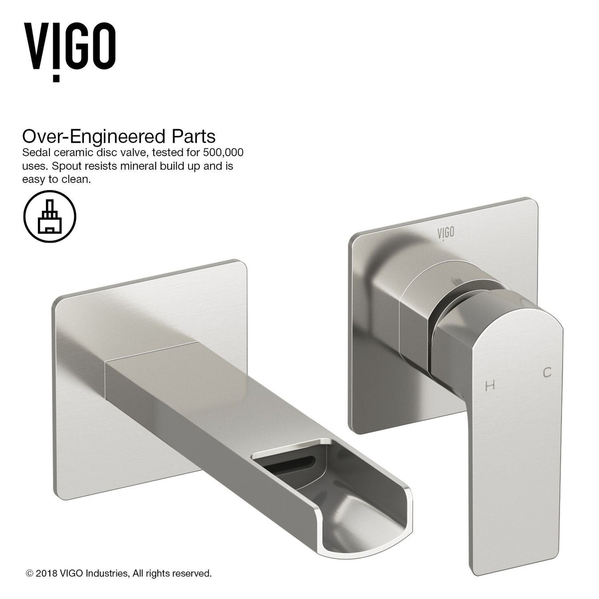 Atticus Brushed Nickel Wall Mount Bathroom Faucet J5Z7 - product image 4