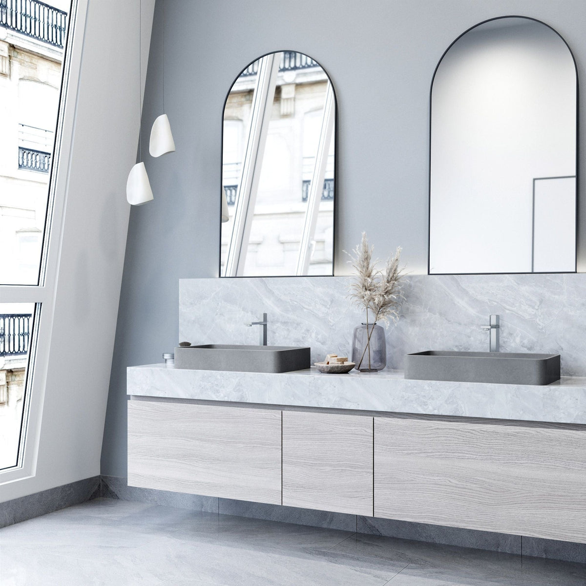 Basilica Gothic ConcretoStone 23x14-in Deep Grey Bathroom Sink/Basin with Rectangular Vessel K7F3 - product image 4