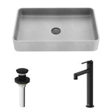 Basilica Gothic ConcretoStone Grey Bathroom Sink/Basin Set with Sterling Faucet and Rectangular Vessel E8N7 - product image 2
