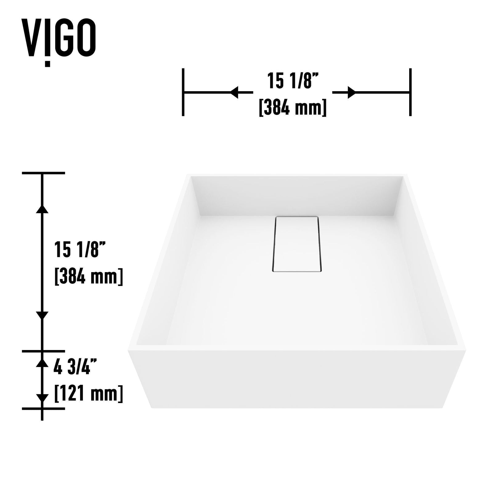 Bryant MatteStone 15x15-in Deep White Bathroom Sink/Basin with Square Vessel X9O2 - product image 4