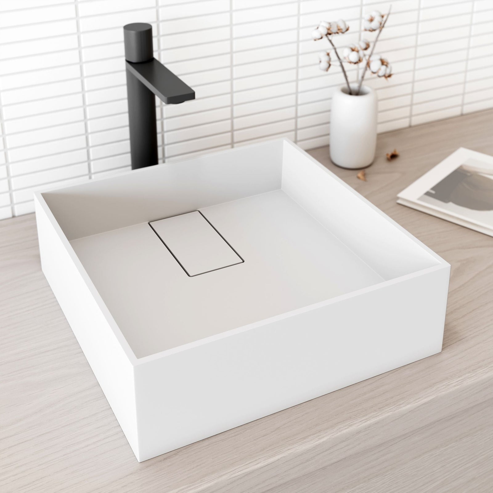 Bryant MatteStone 15x15-in Deep White Bathroom Sink/Basin with Square Vessel X9O2 - product image 7