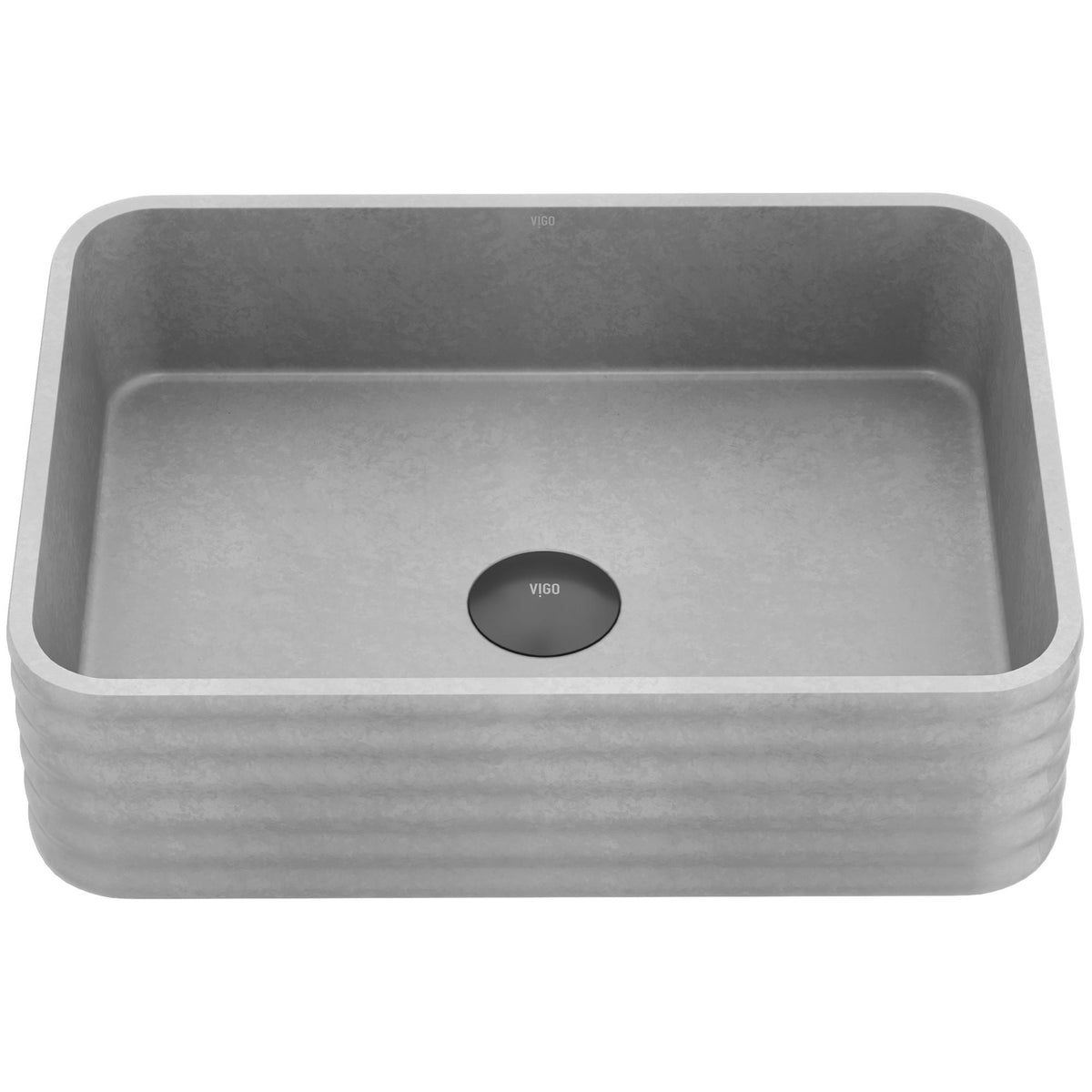 Cadman ConcretoStone 18-in Deep Grey Bathroom Sink/Basin with Rectangular Fluted Vessel I2R3 - product image 1