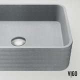 Cadman ConcretoStone 18-in Deep Grey Bathroom Sink/Basin with Rectangular Fluted Vessel I2R3 - product image 8