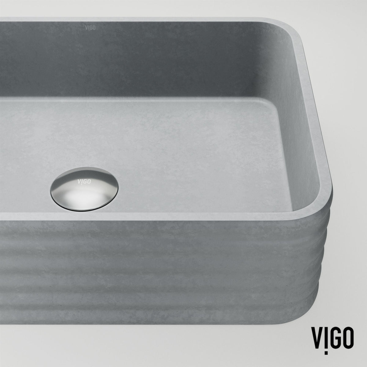 Cadman ConcretoStone 18-in Deep Grey Bathroom Sink/Basin with Rectangular Fluted Vessel I2R3 - product image 8