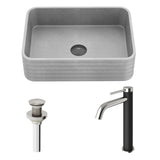 Cadman ConcretoStone Grey Bathroom Sink/Basin Set with Lexington Faucet and Rectangular Vessel D7Q7 - product image 2