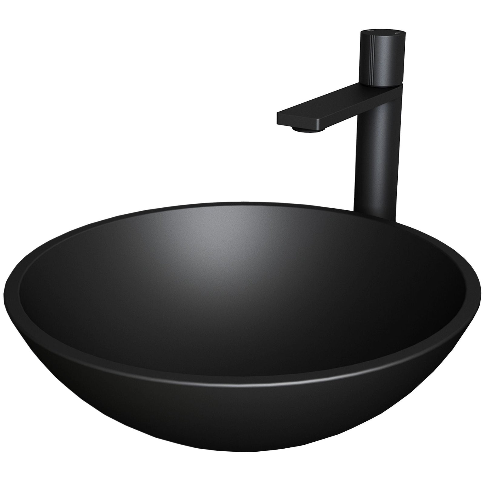 Cavalli MatteShell Matte Black Bathroom Sink/Basin Set with Gotham Faucet and Round Glass Vessel Z2V3 - product image 1