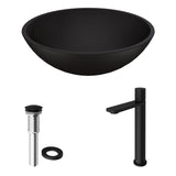 Cavalli MatteShell Matte Black Bathroom Sink/Basin Set with Gotham Faucet and Round Glass Vessel G7N1 - product image 2