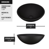 Cavalli MatteShell Round Vessel Bathroom Sink/Basin with Consistent Matte Finish, Black M2C4 - product image 3