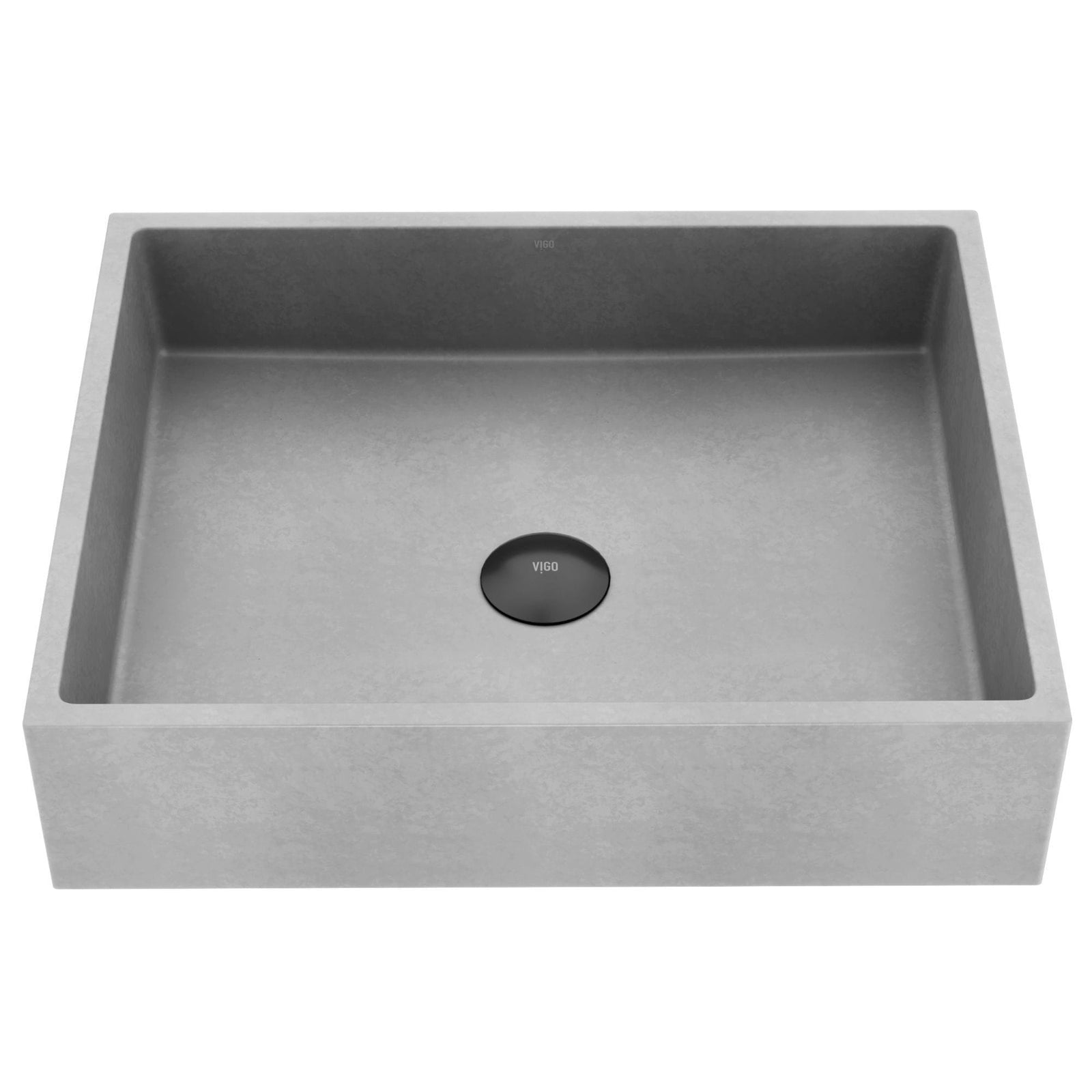 Coca Gothic ConcretoStone 19x15-in Deep Grey Bathroom Sink/Basin with Rectangular Vessel F3M9 - product image 1