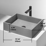 Coca Gothic ConcretoStone 19x15-in Deep Grey Bathroom Sink/Basin with Rectangular Vessel F3M9 - product image 2