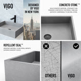 Coca Gothic ConcretoStone 19x15-in Deep Grey Bathroom Sink/Basin with Rectangular Vessel F3M9 - product image 3