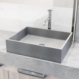 Coca Gothic ConcretoStone 19x15-in Deep Grey Bathroom Sink/Basin with Rectangular Vessel F3M9 - product image 5