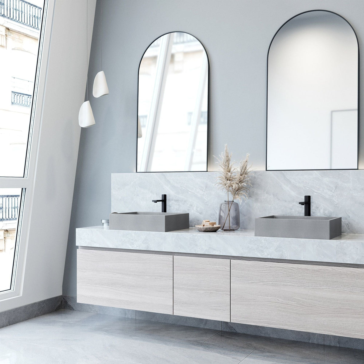 Coca Gothic ConcretoStone 19x15-in Deep Grey Bathroom Sink/Basin with Rectangular Vessel F3M9 - product image 6