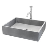 Coca Gothic ConcretoStone Grey Bathroom Sink/Basin Set with Cass Faucet and Rectangular Vessel A6H2 - product image 1