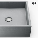 Coca Gothic ConcretoStone Grey Bathroom Sink/Basin Set with Cass Faucet and Rectangular Vessel A6H2 - product image 5