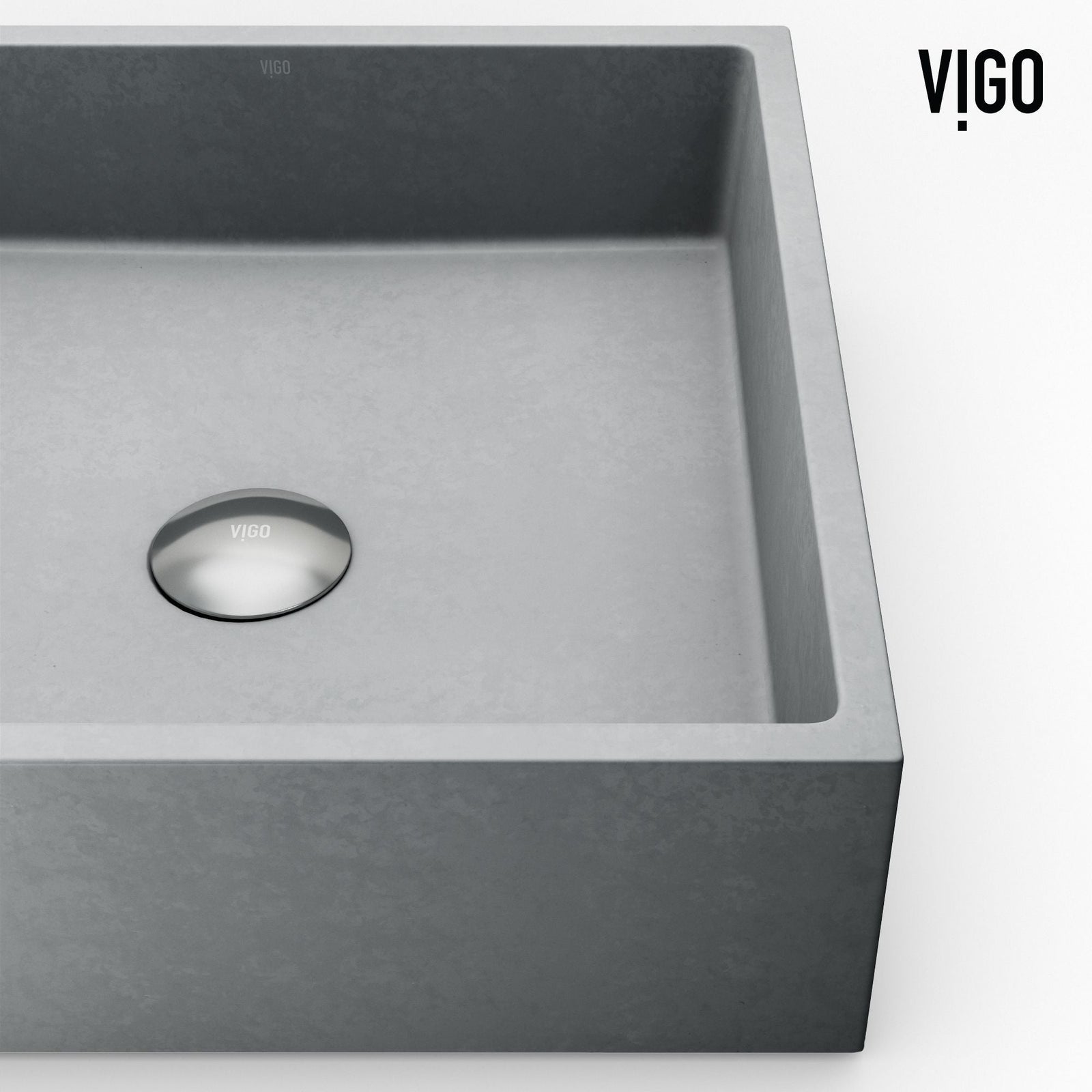 Coca Gothic ConcretoStone Grey Bathroom Sink/Basin Set with Cass Faucet and Rectangular Vessel A6H2 - product image 5