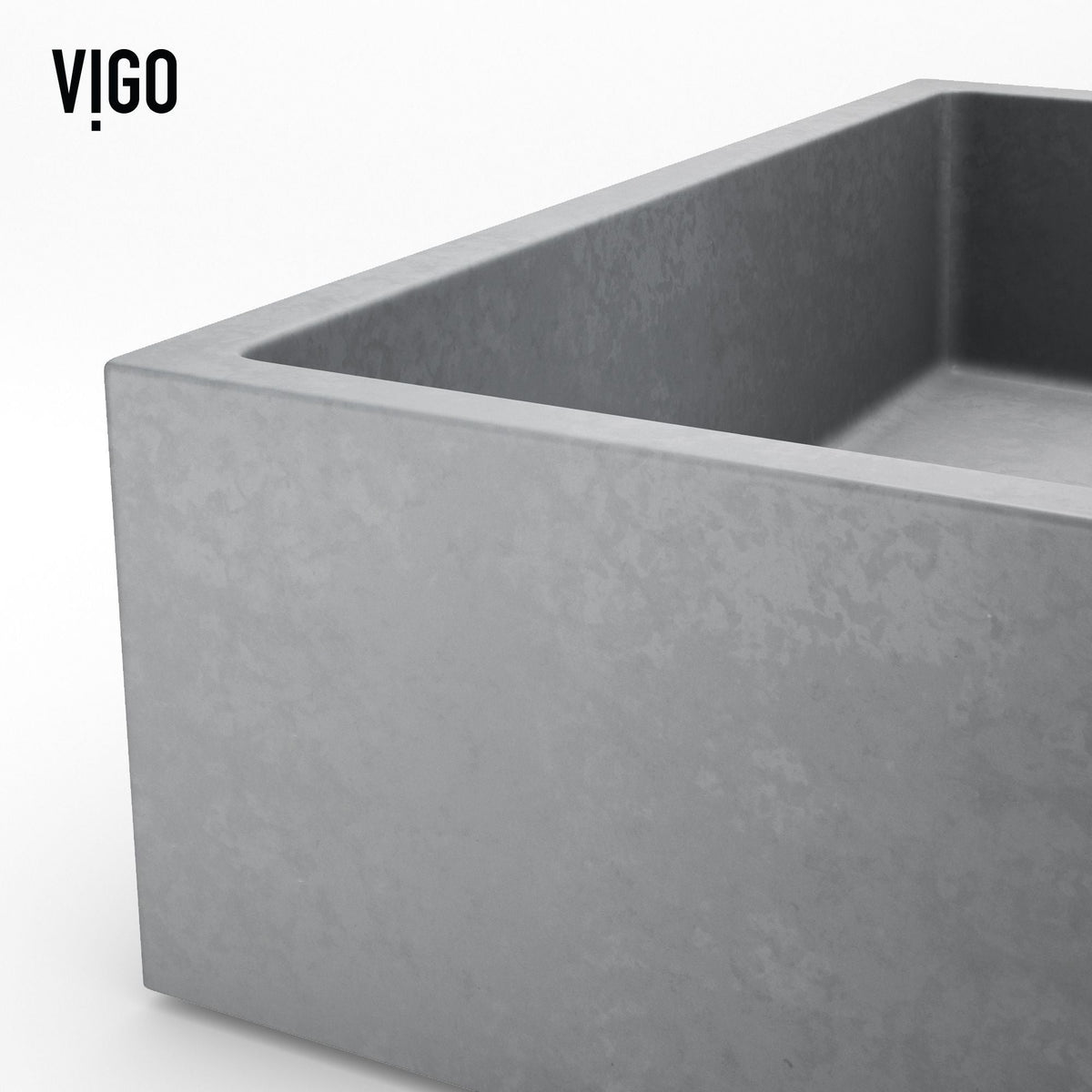 Coca Gothic ConcretoStone Grey Bathroom Sink/Basin Set with Cass Faucet and Rectangular Vessel A6H2 - product image 7