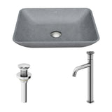 Duomo Gothic ConcretoStone Grey Bathroom Sink/Basin Set with Cass Faucet and Rectangular Vessel J1L0 - product image 2