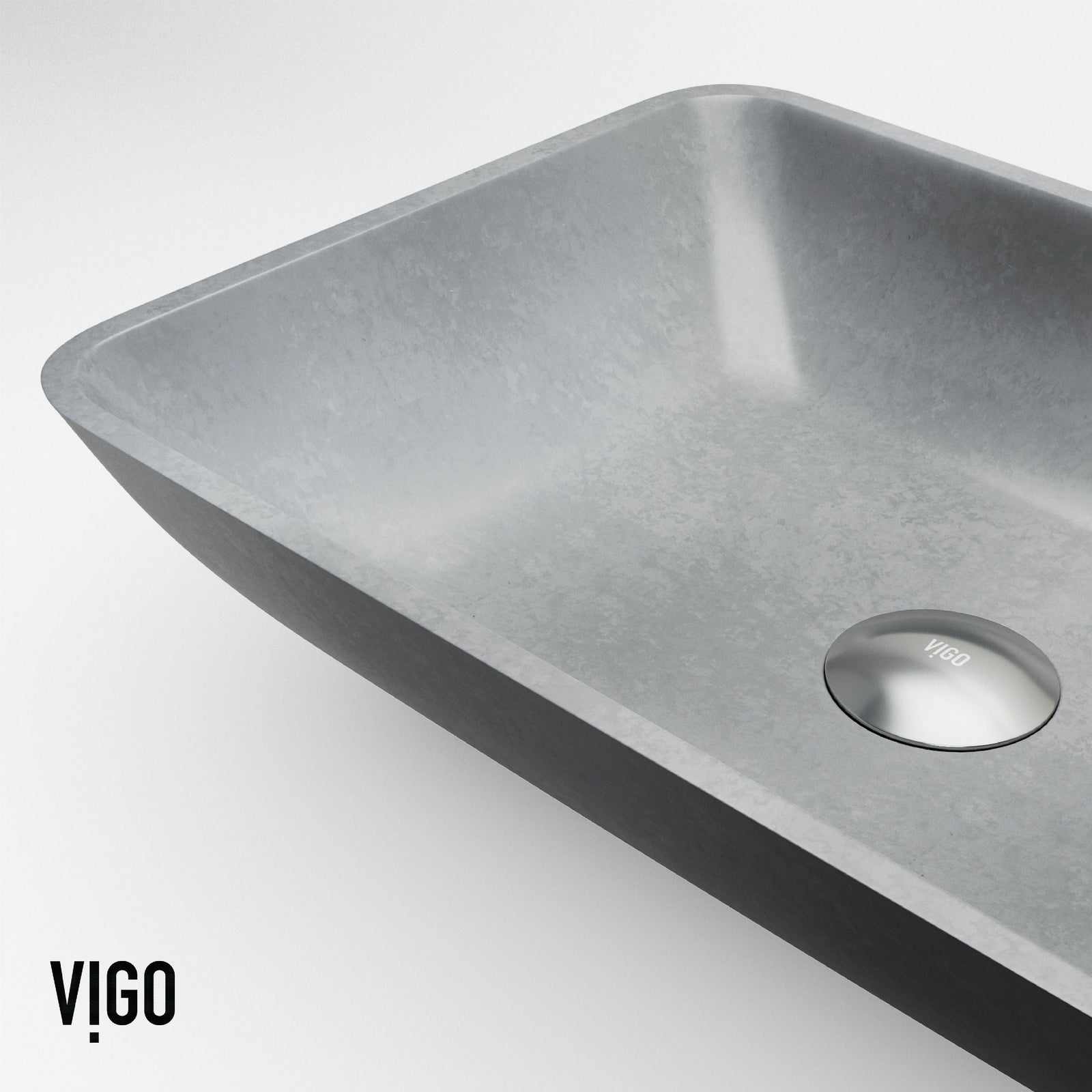 Duomo Gothic ConcretoStone Grey Bathroom Sink/Basin Set with Cass Faucet and Rectangular Vessel J1L0 - product image 8