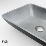Duomo Gothic ConcretoStone Grey Bathroom Sink/Basin Set with Cass Faucet and Rectangular Vessel R0I6 - product image 8